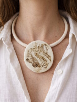 Vegan Ivory Collar Necklace with Pendant- Adjustable Size