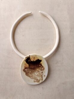 Alternative view of Vegan Ivory Collar Necklace with Pendant- Adjustable Size