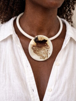 Vegan Ivory Collar Necklace with Pendant- Adjustable Size