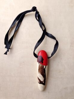 Alternative view of Vegan Ivory & Red Pendant Necklace (Adjustable Length)