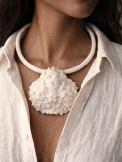 Vegan Ivory Collar Necklace with Faux Shell - Adjustable Size