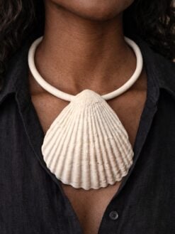 Vegan Ivory Collar Necklace with Faux Shell - Adjustable Size