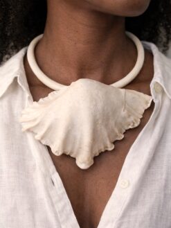 Vegan Ivory Collar Necklace with Faux Shell - Adjustable Size