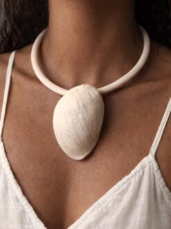 Vegan Ivory Collar Necklace with Faux Shell - Adjustable Size