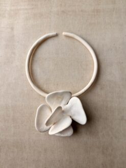 Alternative view of Vegan Ivory Collar Necklace with Flower Pendant - Adjustable Size