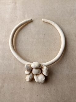 Alternative view of Vegan Ivory Collar Necklace with Flower Pendant - Adjustable Size