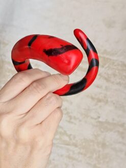 Alternative view of Red & Black Snake Cuff - Size S