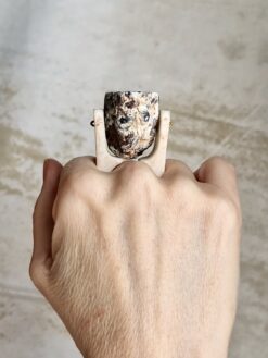 Alternative view of Agate Geode Vegan Ivory Spin Ring - Size 8