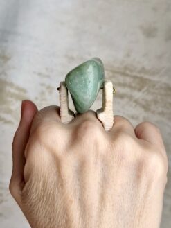 Alternative view of Green Aventurine Vegan Ivory Spin Ring - Size 8