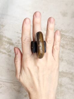 Tiger's Eye Black Spin Ring - Size 8