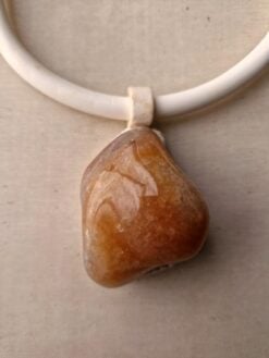 Alternative view of Vegan Ivory Collar Necklace with Carnelian Pendant - Adjustable Size