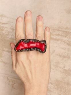 Alternative view of Red & Black Ring - Size 7.5