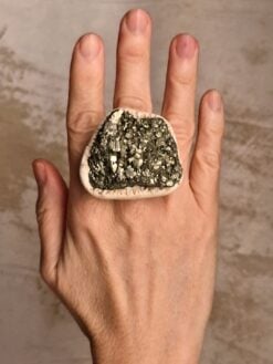 Alternative view of Pyrite Stone Ring - Size 7