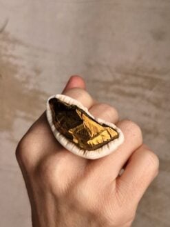 Gold Aura Quartz Ring - Size 7.5