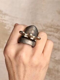 White Bronze Plated Alloy Rings (Set of 3) - Size 9