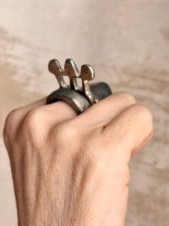 Alternative view of White Bronze Plated Alloy Rings (Set of 3) - Size 9