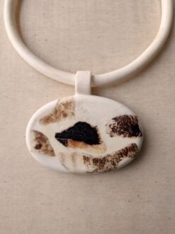 Alternative view of Vegan Ivory Collar Necklace with Pendant - Adjustable Size