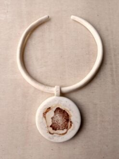 Alternative view of Vegan Ivory Collar Necklace with Pendant - Adjustable Size