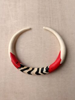 Alternative view of Vegan Ivory, Red & Black Collar Necklace - Size Medium (Adjustable)