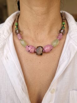 Pink & Green Necklace (Adjustable Length)