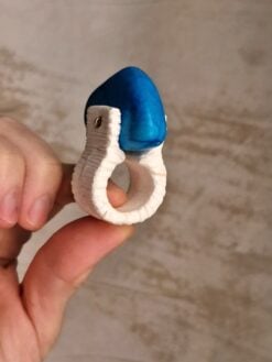 Alternative view of Blue Howlite & Vegan Ivory Spin Ring - Size 7.5