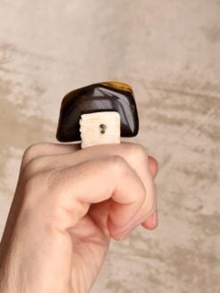 Tiger's Eye Vegan Ivory Spin Ring - Size 8