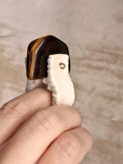 Alternative view of Tiger's Eye Vegan Ivory Spin Ring - Size 8