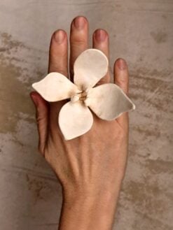 Alternative view of Vegan Ivory Flower Sculptured Ring - Size 7.5