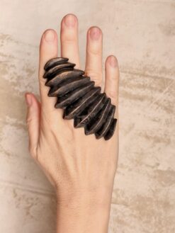 Alternative view of Black with Gold Sheen Sculptured Ring - Size 7