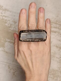 Rock Crystal Pointer Stone Ring - Size 7.5