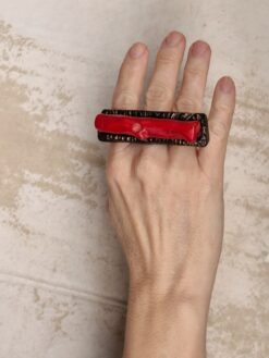 Red & Black Ring - Size 7.5