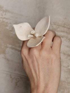 Alternative view of Vegan Ivory Flower Ring - Size 7.5