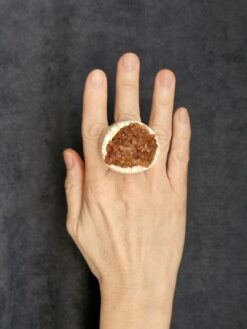 Aragonite & Vegan Ivory Ring - Size 7.5