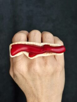 Red & Vegan Ivory Ring - Size 7.5