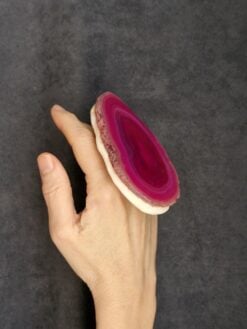 Alternative view of Pink Sliced Agate & Vegan Ivory Ring - Size 10.5