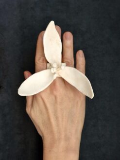 Vegan Ivory Flower Ring - Size 7