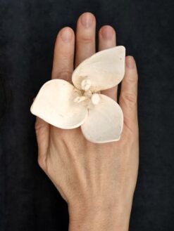 Vegan Ivory Flower Ring - Size 7