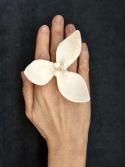 Vegan Ivory Flower Ring - Size 7