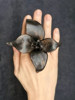 Black with Gold Sheen Flower Ring - Size 7