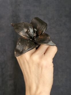 Alternative view of Black with Gold Sheen Flower Ring - Size 7
