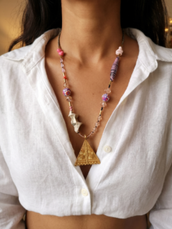 Pink & White Bead Necklace