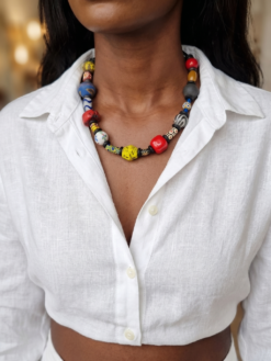 Multicolored Bead Necklace (Adjustable Length)