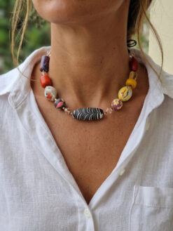 Multicolored Bead Necklace (Adjustable Length)