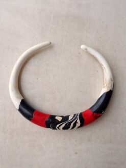 Alternative view of Vegan Ivory, Red & Black Collar Necklace - Size Medium