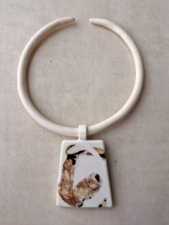 Alternative view of Vegan Ivory Collar Necklace with Pendant - Adjustable Size