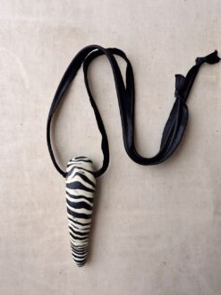 Alternative view of Vegan Ivory & Black Pendant Necklace (Adjustable Length)