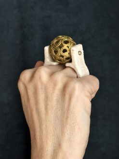 Alternative view of Brass Bead & Vegan Ivory Double Finger Spin Ring - Size 7.5