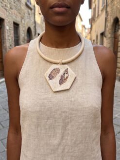 Vegan Ivory Collar Necklace with Pendant - Adjustable Size