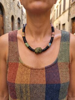 Multi-color & Black Bead Necklace (Adjustable Length)