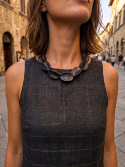 Black with Gold Sheen Pod Necklace (Adjustable Length)